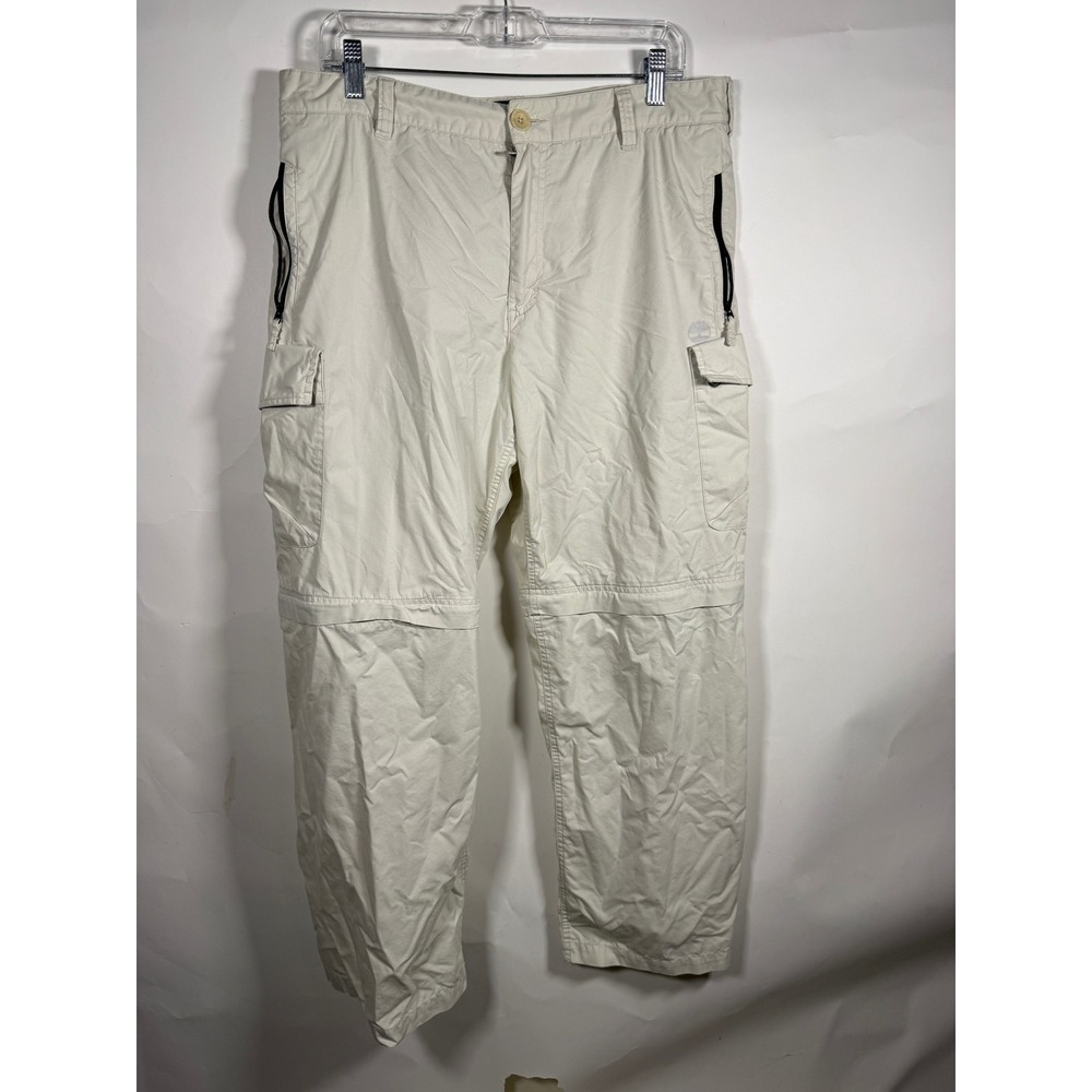 Timberland Mens 34 Convertible Cargo Pants Zip Off Hiking Outdoor Beige Sand